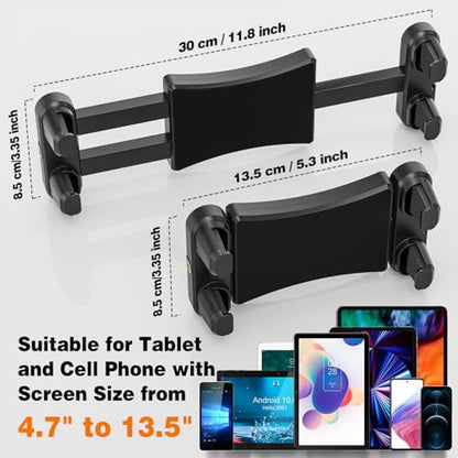iPad Mic Stand Mount, 360 Rotation Tablet Holder for Microphone Music Stand with 5.9 Inch Metal Arm, Super C Clamp for 0.6-1.5" Diameter Rods, Compatible with All 4.7-13.5" Tablets & Smartphones