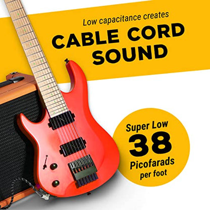 GLS Audio Instrument Cable, 6 Ft Electric Guitar Cable, Braided Black/Grey - color: Black/Grey, size: 6ft