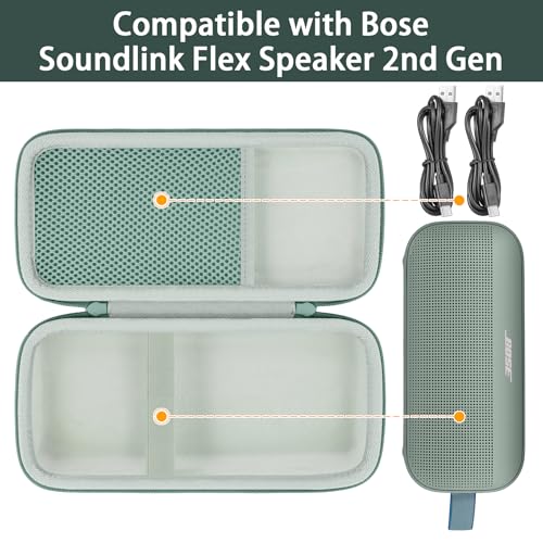 Case for Bose SoundLink Flex 2nd Gen/SoundLink Flex Bluetooth Speaker | Protective Storage Box, Portable Carrying Box, Smooth Zipper, Zippered Closure, Travel-ready, Alpine Sage Case - color: Alpine Sage
