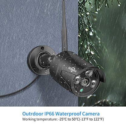 Hiseeu 5MP Black Camera Add on Security Camera, Waterproof Outdoor Indoor 3.6mm Lens IP Day & Night Vision with DC 12V Power Adapter Compatible 10CH 5MP WiFi Camera System - color: Black 5MP