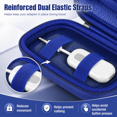 COMECASE Bluetooth Transmitter Case for AirFly SE/Pro 2/Pro/Duo | Hard EVA, Deep Mesh Pocket, Dual Elastic Straps, Fits for Avantree Relay, for 1Mii, Airplane Travel Tech,Case Only, Dark Blue - color: Blue