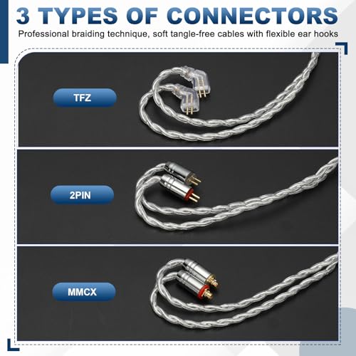 PATIKIL IEM Earphone Cable 1.2M Long Silver-Plated Gray Green (2.5mm MMCX) - color: Gray Green, size: 2.5mm