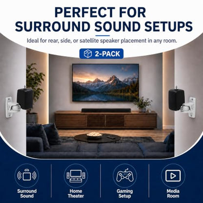 Jumbl SINSB7W ProGrip Ultra Stainless Steel Speaker Wall Mount Bracket White, Pair of 2 - Thread Size: 1/4-20 - Holds up to 10 Lbs - color: White