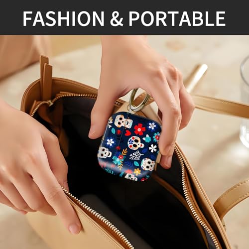 Compatible with AirPods 4th Generation Case 2024, Shockproof Cover with Golden Buckle for Women & Girls, Protective Anti-Drop Design(Colorful Skull) - color: Colorful Skull