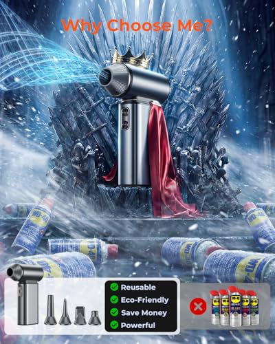 Compressed Air Duster Electric 150000RPM Super Power Mini Air Blower | 6 Gears Adjustable Rechargeable Cordless Duster for Keyboard Computer Car Home Cleaning, Replaces Compressed Air Cans