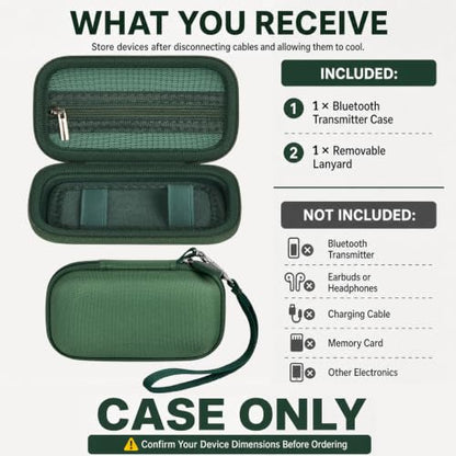 COMECASE Bluetooth Transmitter Case for AirFly SE/Pro 2/Pro/Duo | Hard EVA Travel Case with Elastic Band and Dual Straps, for AirFly and Small Audio Adapters,Commutes and Daily Carry, Green - color: Green