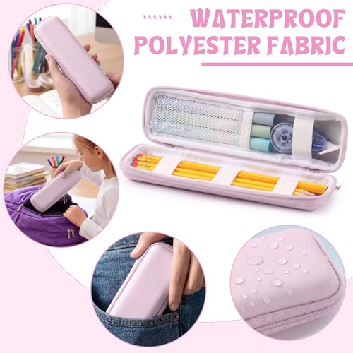 Mudder Pink Hard Shell Slim Pencil Case Small Pen Bag - color: Pink