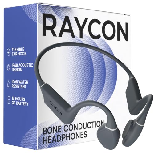 Raycon Bone Conduction Headphones Bluetooth - Open Ear Running Headphones, Sweat & Water-Resistant Earbuds with Mic for Sports & Workouts, 13hr Playtime (Gray) - color: Gray