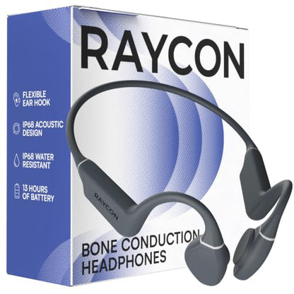 Raycon Bone Conduction Headphones Bluetooth - Open Ear Running Headphones, Sweat & Water-Resistant Earbuds with Mic for Sports & Workouts, 13hr Playtime (Gray) - color: Gray