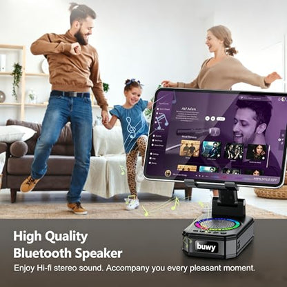 Birthday Gifts for Men Women Teens, Wireless Charger Phone Stand with Bluetooth Speaker, Phone Charger Stand with LED Lights, Anti-Slip Base Adjustable for iOS Android Father's Day Best Gifts - color: Matte Black