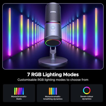 UGREEN Microphone for PC, USB Gaming Mic with RGB Lights, 24bit/96kHz