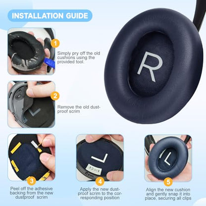Replacement Ear Pads for Bose 700 Noise Cancelling (NC) Headphones, NC700 Earpads Cushions with Softer Protein Leather, Plush Acoustic Memory Foam, Enhanced Durability