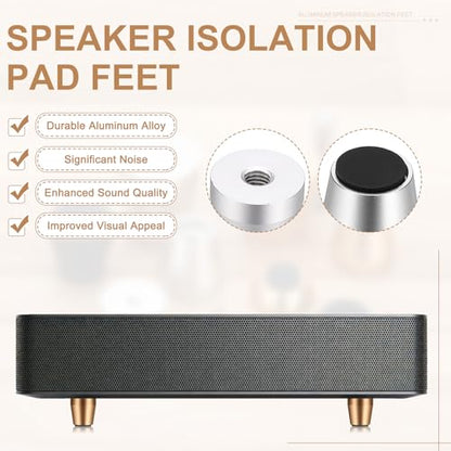 MECCANIXITY 4Pcs Speaker Isolation Pad Feet, 20x20mm Shockproof Aluminum Alloy Vibration Isolation Speaker Shock Base Pad Cone Base with Double-Sided Adhesive for Audio Equipment, Silver - color: Silver, size: 20x20mm
