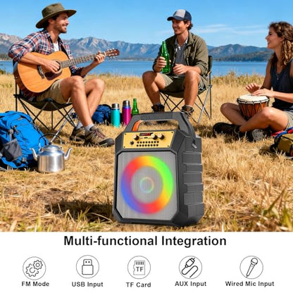 JM Portable Karaoke Machine 2-Way Coaxial Driver Speaker with 2 Mics-Grey | Portable,Rechargeable,Bluetooth,TF/SD/USB,AUX,FM,4000mAh,5 Light Modes - color: Grey