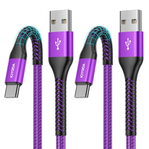 USB C Cable 3A Fast Charging [2Pack 6FT], USB A to USB C Cable for CarPlay | Super Durable USB to USB C iPhone Charger USB Type C Cord for iPhone 17/16/15/Pro Max/Plus, Samsung Galaxy S26 and More-Grey - color: Purple, size: 6FT, style: USB A to USB C