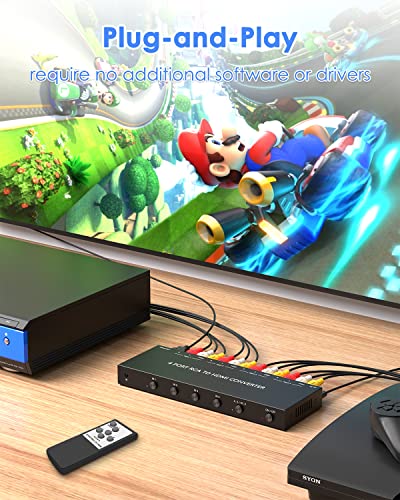 OseTub 4 Port RCA to HDMI Converter with UPGRADE TECHNOLOGY - size: 4 Port RCA to HDMI Converter