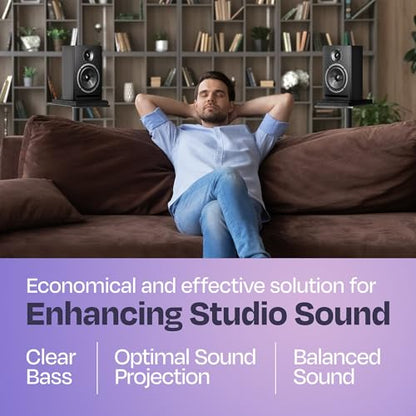 Studio Monitor Isolation Pads Premium Acoustic Foam for 3-4.5 Inch Speakers with Vibredux HD Foam for Superior Isolation, Black - size: For 3″-4.5″ Monitors