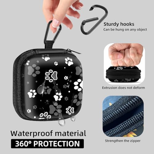 Square Data Cable Earbud Charger Coin Storage Bag Shockproof and Drop-Proof EVA Material Compatible with AirPod(Dog Paw Print and Star) - color: Dog Paw Print And Star