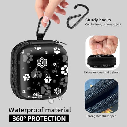 Square Data Cable Earbud Charger Coin Storage Bag Shockproof and Drop-Proof EVA Material Compatible with AirPod(Dog Paw Print and Star) - color: Dog Paw Print And Star