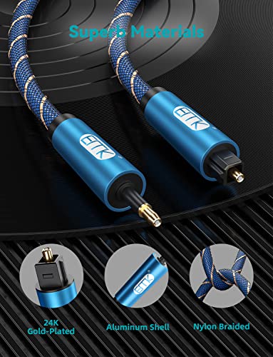 EMK® Toslink to Mini Toslink Digital Optical Audio Cables Nylon Braided S/PDIF Cable Fiber Optic Cables for Home Theater, Sound Bar, TV, PS4, Xbox, PlayStation and More(16.5ft/5m) - size: 16.5ft/5m