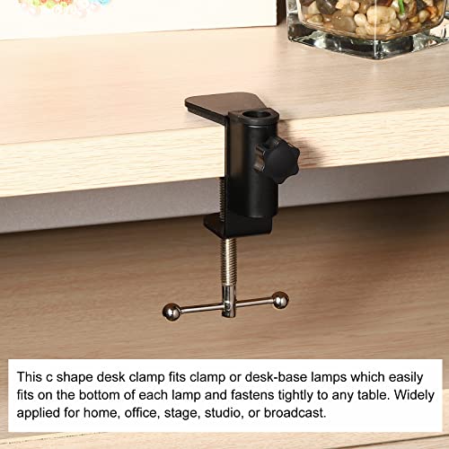 PATIKIL 0.47" Hole Dia. Desk Clamp, 2 Pcs Aluminum Alloy Bracket Universal Adjustable C-Clamp Mount Holder for Microphone Mic Arm Table Lamp Stand, Black - color: Black