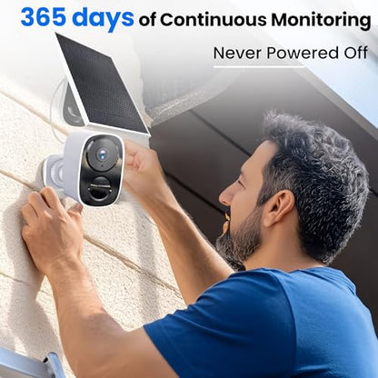 HITELLARCAM 2026 Upgraded 2K Security Cameras Wireless Outdoor with Solar Panels, Free Cloud Storage, AI Motion Detection Spotlight Siren Alarm Outdoor Camera Wireless, 2-Way Talk, IP66 Waterproof - color: White - 1 Pack Solar Panel Camera