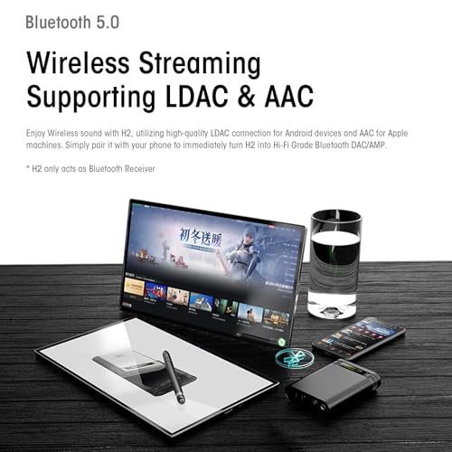 Shanling H2 2in1 Audio Player/Portable DAC, Desktop Headphone Amp,Bluetooth 5.0/LDAC,10.5Hours+ for Music Time,HiFi Res Certificated,Anodized Aluminum with LED Lights,Up to 2TB Capacity