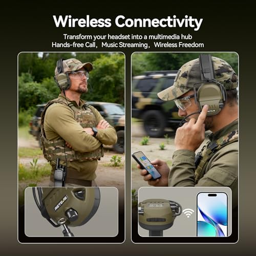 Retevis EH080K Noise-Reducing Communication Headset,with Hearing Protection | for Shooting,Wireless Connectivity,Walkie Talkies Headset ENC,NRR 22 dB,Earmuff with 5X Sound Amplification,Over-the-Head