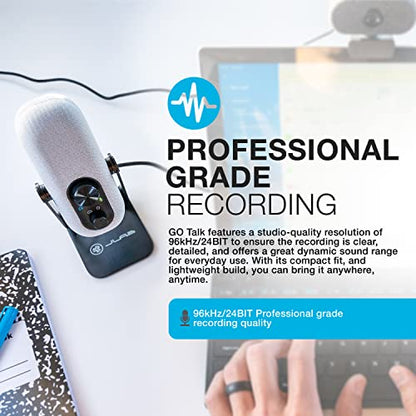 JLab Go Talk USB-C Microphone with Cardioid and omnidirectional Modes, Volume Control, Mute, 3.5mm aux, Plug and Play, White - color: White