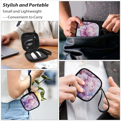 Headphones Carrying Case, Cherry Blossom Axolotl Protective Shell Travel Bag for Cable, Charger Storage for Earphone, Earbud, Earpieces - color: Cherry Blossom Axolotl