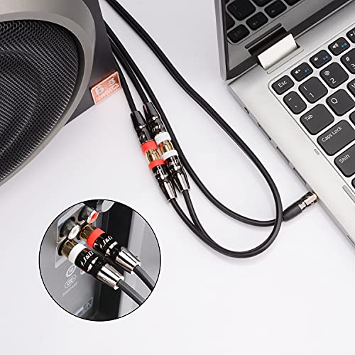 J&D 3.5 mm to Dual RCA Audio Cable, Heavy Duty 3.5mm Male to 2 RCA Female Gold Plated Copper Shell Stereo Audio Adapter Cable, 3 Feet - size: 3 Feet