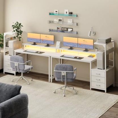 AODK Gaming Computer Desk w/PC Showcase Stand, 59" Reversible, RGB LED - color: White, size: 59 Inches