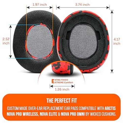 WC Freeze Nova Pro Wireless - Earpads for Arctis Nova Pro Wireless & More | Made by Wicked Cushions | Also fits SteelSeries Nova Elite & Nova Pro Omni(Doesn't Fit Other Models) | Red Camo - color: Red Camo