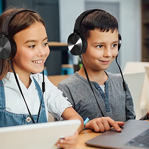 Sonitum Premium Classroom Headphone & Mic Set 3.5mm Jack Stereo Sound Earphones with Microphone & Soft Swivel On Ear Pads- Perfect for E-Learning, Meetings, Calls - Bulk Pack of 5 (Black) - color: 5 pack Black, size: 5 Pack
