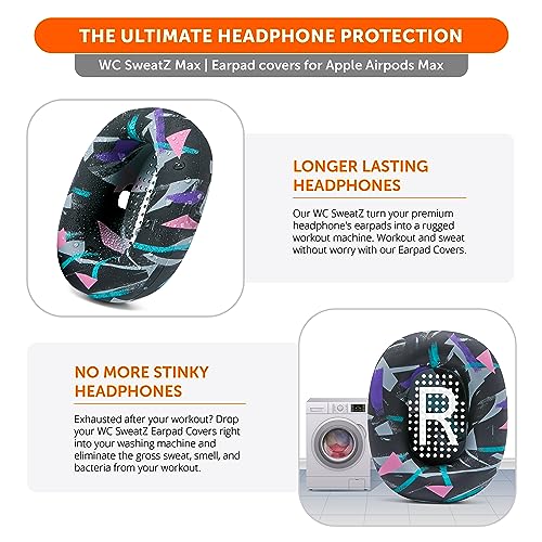 WC SweatZ Max - Patented Silicone Sweat Covers for AirPods Max 1 | Made by Wicked Cushions | (Does Not Fit AirPods Max 2). Sweatproof, Full Earpad Protection | 90's Black - color: 90's Black