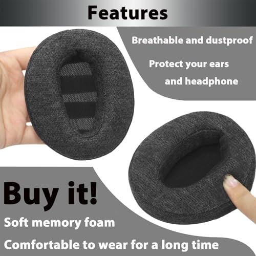 Adhiper Velour Replacement Ear Pads for Sony WH-CH720N, WH-CH710N - Black | Softer Velour Fabric & High-Density Memory Foam Earpads for Sony Headphones - color: Black-Velour Fabric