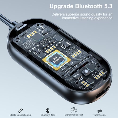 Airplane Bluetooth 5.3 Transmitter Receiver with LCD Display Low Latency | 3.5MM AUX Jack Adapter on Flight,TV,Car Stereo,Portable Wireless Adapter for Headphones,2-in-1 Wireless Bluetooth Adapter