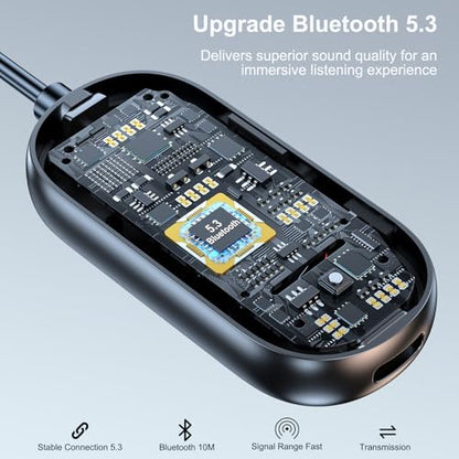 Airplane Bluetooth 5.3 Transmitter Receiver with LCD Display Low Latency | 3.5MM AUX Jack Adapter on Flight,TV,Car Stereo,Portable Wireless Adapter for Headphones,2-in-1 Wireless Bluetooth Adapter