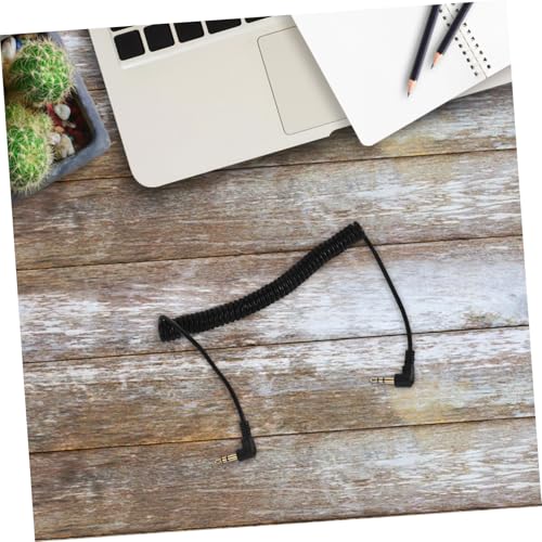 Coiled 3.5mm Audio Cable Right Angle for Headphones Speakers and Home Theater Devices Sturdy Stereo AUX Cable with Dual Bend Design