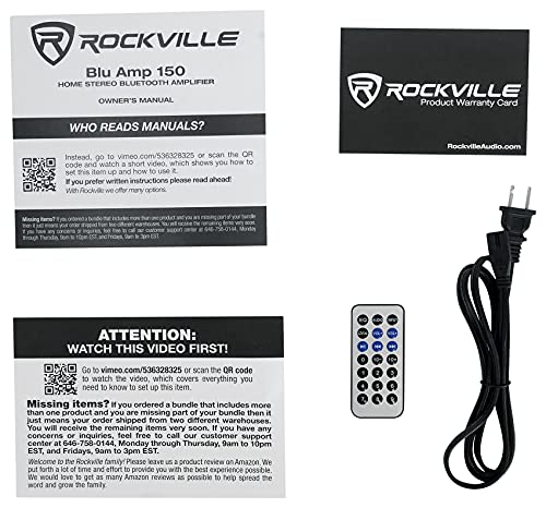 Rockville BluAmp 150 Home Stereo Bluetooth Amplifier Receiver, 75W x 2 | Optical/Phono/RCA Inputs, USB/SD Playback, 2 Mic Jacks for Karaoke, Class D, Remote Included