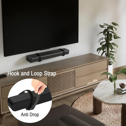 Soundbar Wall Mount for JBL/Bose/Samsung/Vizio/Sony Sound bar | Under TV Bracket with Hook and Loop Straps Metal Sound Bar Shelf for Home RV Boat