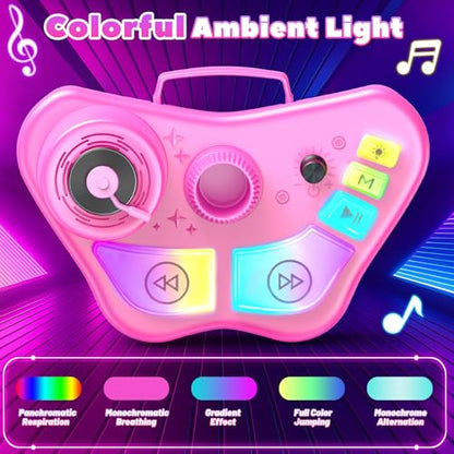 Kids Rechargeable Karaoke Machine Toys with Adjustable Stand, 3-5 4-6 7 8 Year Old GirlsWireless Microphone Gifts, Bluetooth Speaker with 2 Mic Toddler Birthday Gift for Girl Ages 3-8 - color: Pink