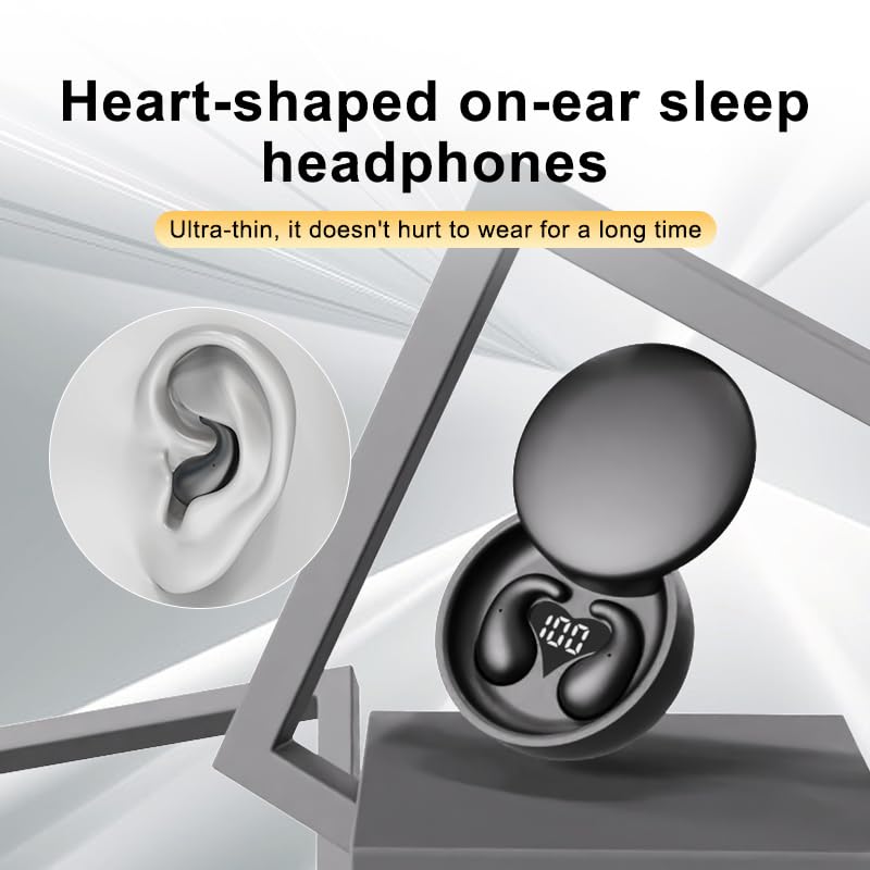 Mini Invisible Earbuds Bluetooth 5.4,Sleep Earbuds for Side Sleepers, Mini Noise Blocking Sleep Earphones,Sleep Friendly Side Sleeping Earphones, for Work (Black) - color: Black