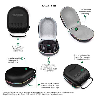 Slappa Gaming Headphone Case with Reinforced Carry Handle & RGB Styled Zipper; Fits Most Folding & Non-Folding Headsets (SL-GAMR-HP-RGB)