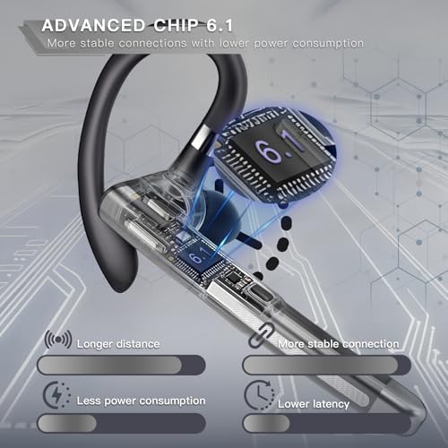Bluetooth Headset V6.1,100Hrs Talk Time Single-Ear Wireless Earbud,CVC8.0 Noise Cancelling Bluetooth Earpiece,Handsfree Headset with Mic,Driving Headphoone for Trucker, Office, Business