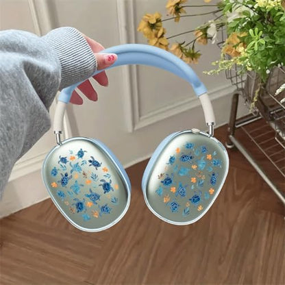 Cute Sea Turtles Clear Case for Airpods Max Headphones Unique Design Soft TPU Ear Cups Cover Anti-Scratch Silicone Ear Pad Protective Case Blue Ocaen Headband Cover for Apple Airpods Max - color: Seaweed turtle 02
