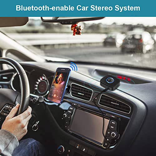 Golvery Bluetooth 5.4 Receiver, HiFi Wireless Audio Adapter for Car/Speaker | 3.5mm AUX Bluetooth Adapter for Home Stereo/Wired Headphones, Built-in Microphone for Handsfree Calls, Dual Connection, 20H - style: Stereo J207 with Mic & Volume Control