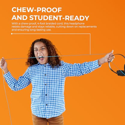 Gumdrop DropTech On-Ear Wired Headphones w/Mic | USB A - Long Tangle Free Chew-Proof Cord - Rugged Reliable Drop Tested and Comfortable for Kids K-12 Students Classroom and School Use - size: USB-A with Mic