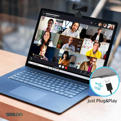 Full HD 1080P Webcam - Webcam for Pc - Auto Focus Webcams - Wide Angle Camera with Built-in Dual Mic for Laptop Computer or Desktop PC, Great for Live Streaming, Calls, Video Conferencing