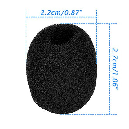 Eboot 5 Pack Mini Lapel Headset Microphone Windscreen Foam Cover, Black | Mic Muffler Pop Filter, Lapel Mic Foam Cover, Small Mic Windscreen,Fits Most Headset Mic Heads, Reduces Wind Noise